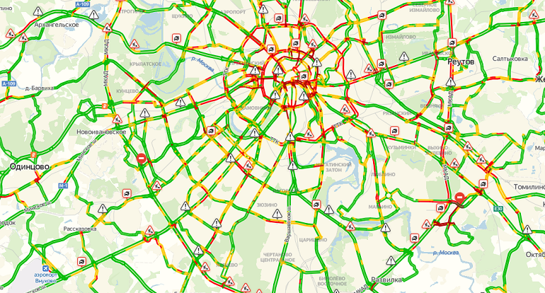 Карта москвы пробки на дорогах