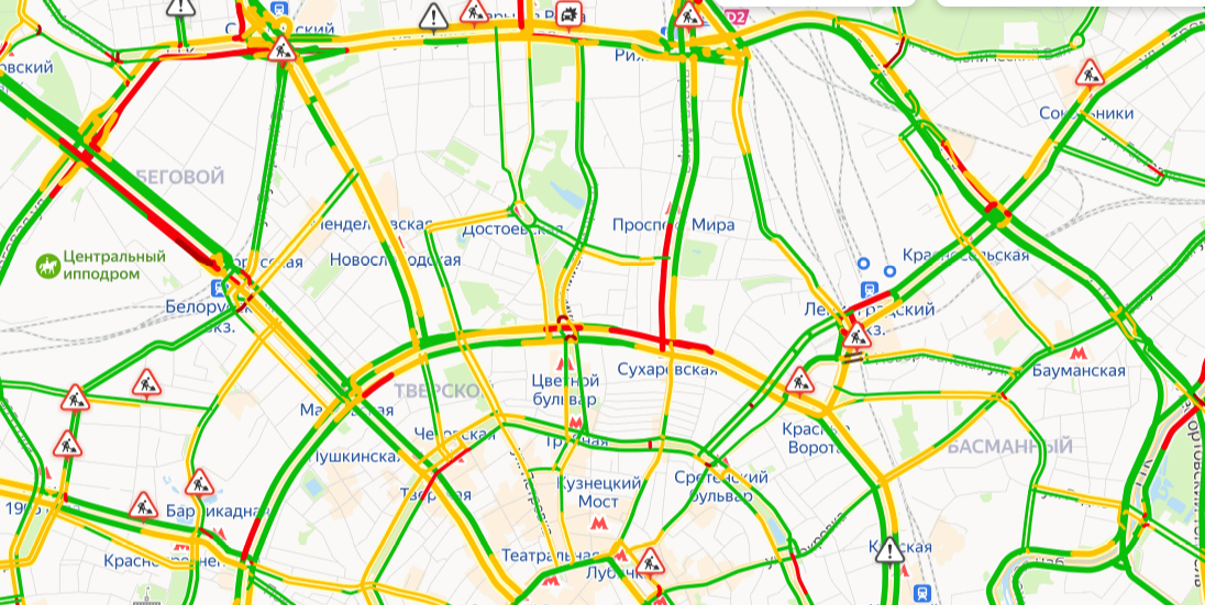 Карта дорог москвы с пробками онлайн в реальном времени