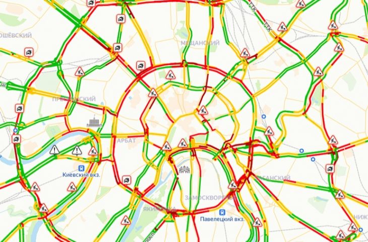 Карта пробок в москве сейчас мкад