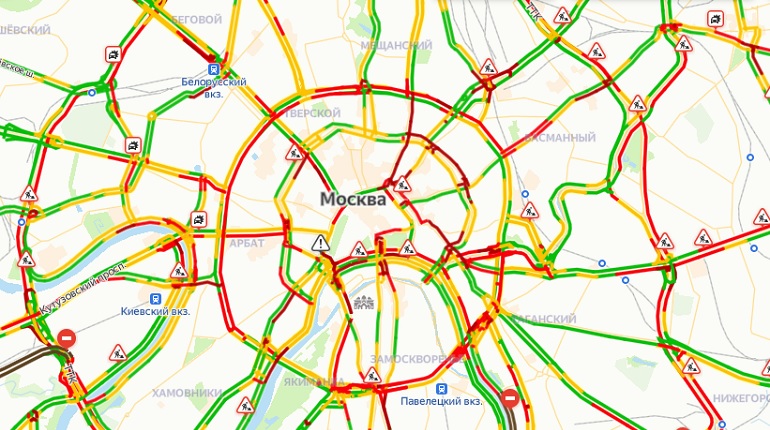 Карта загруженности дорог москвы по часам