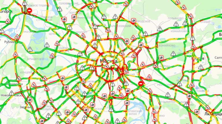 Карта загруженности дорог москвы