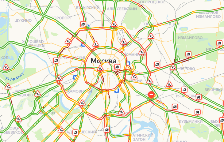 Карта москвы и московской области пробки на дорогах сейчас