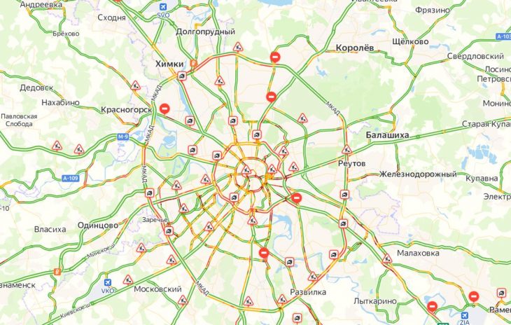 Карта загруженности дорог москвы по часам