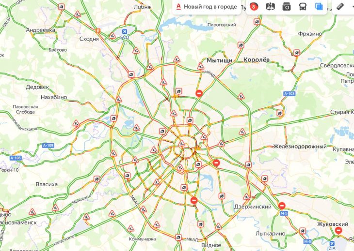 Карта дорог московской области с пробками
