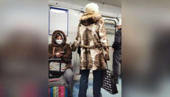 Женщина в кошачьей шубе удивила пассажиров Петербургского метро